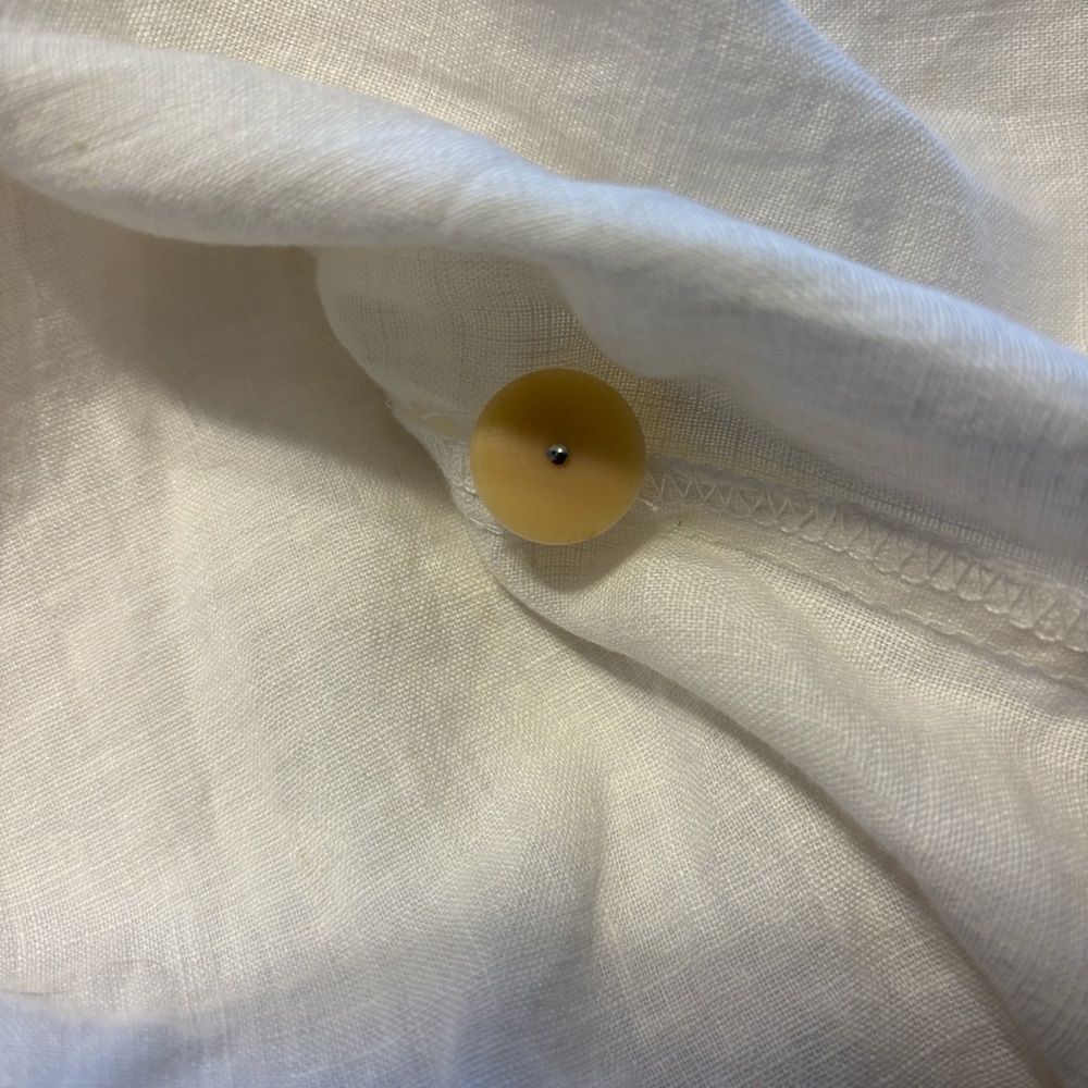 Flax Cream Long Button-Front Linen Jacket - Picture 5 of 9